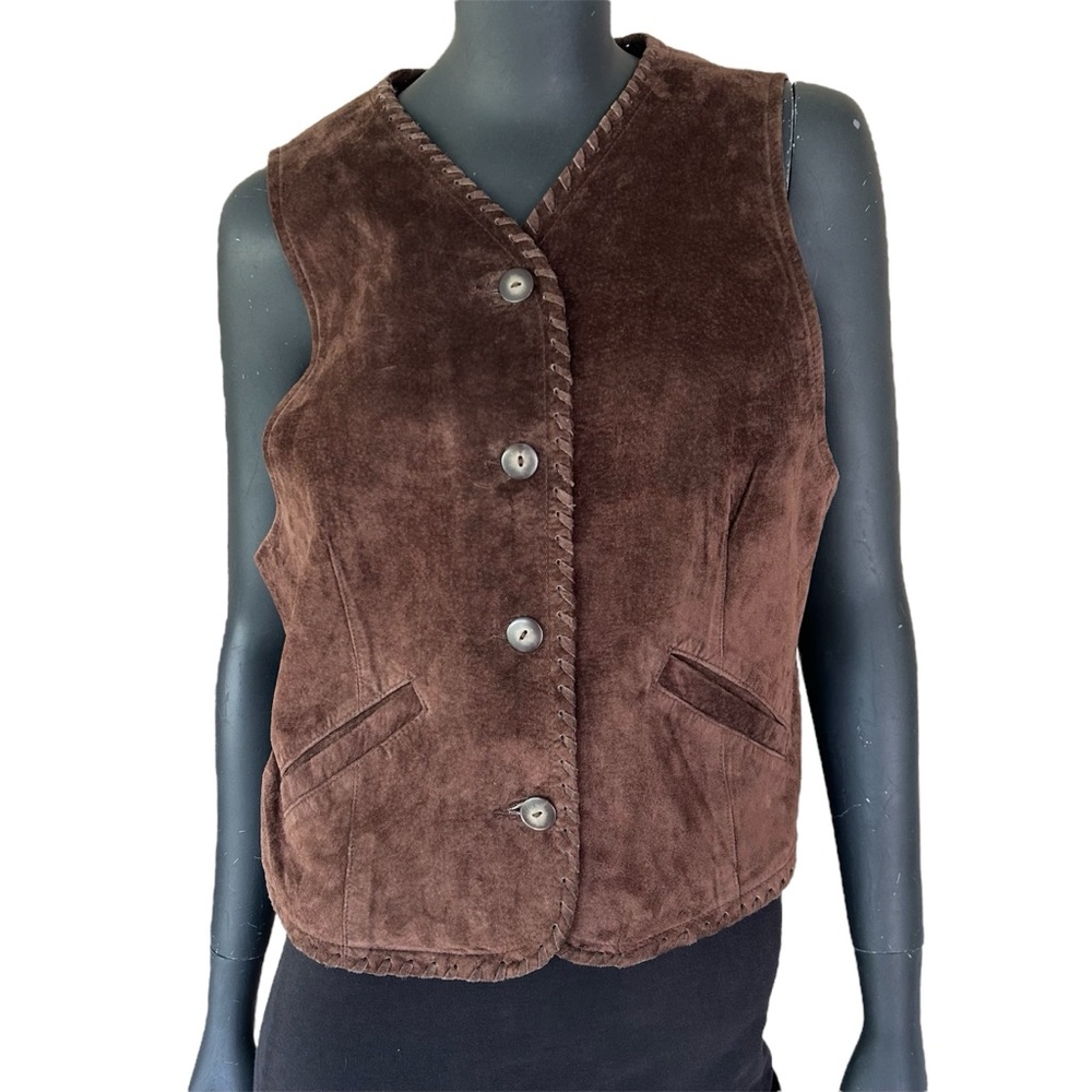 Vintage 90s Y2K Brown Suede Vest Western Country Music Concert Rodeo Ranch Boho